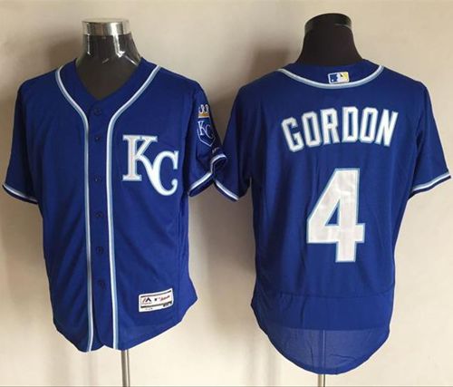 Royals #4 Alex Gordon Royal Blue Flexbase Authentic Collection Stitched MLB Jersey - Click Image to Close